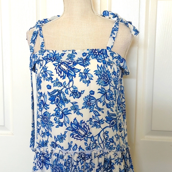 Prose & Poetry Rochelle Shoulder-tie Printed Dress in Cobalt - Picture 3 of 7